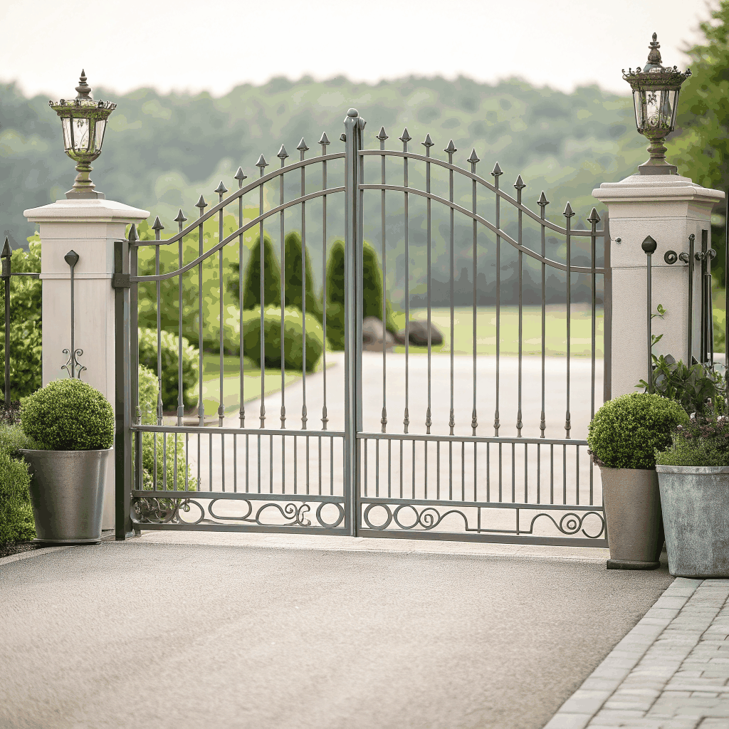 Modern iron gate installation