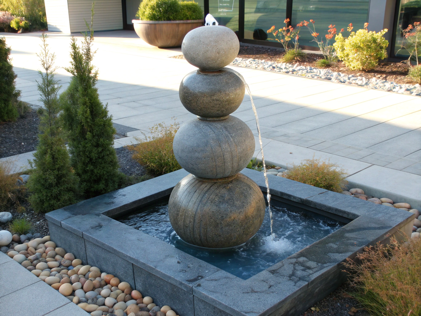 Architectural kinetic water feature in motion