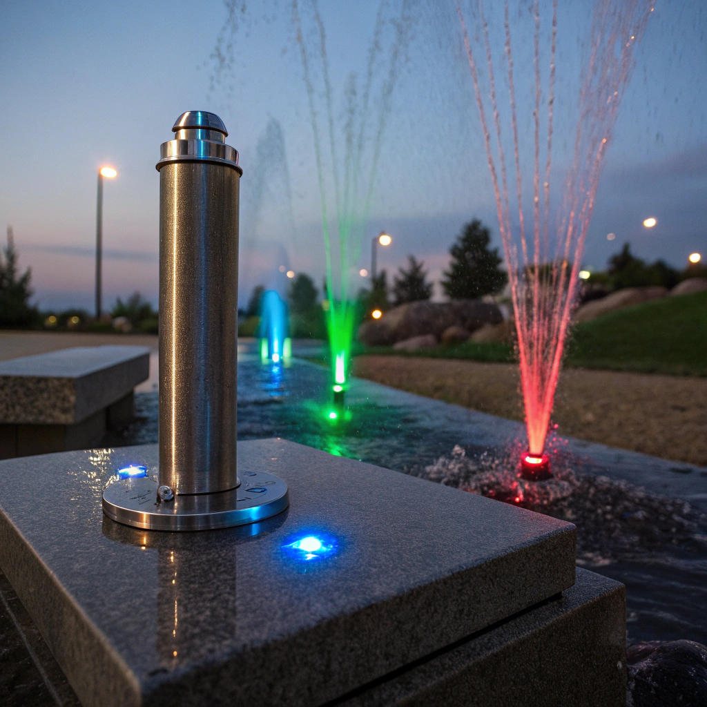 Water feature with night lighting