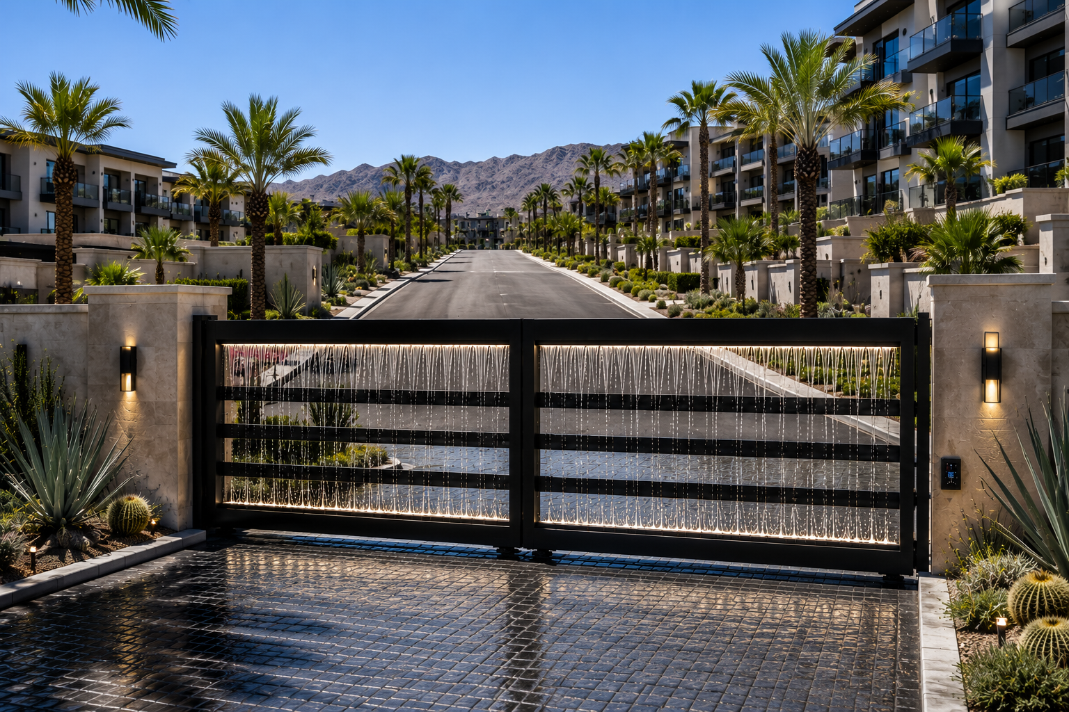 Luxury custom wrought iron gate installation in Las Vegas